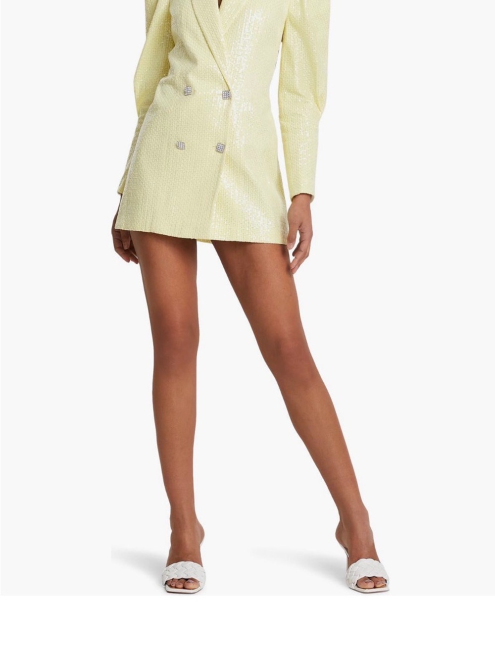 River Island Pale Yellow Sequin Blazer Mini Dress